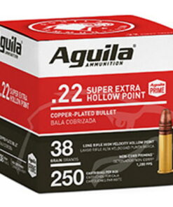 Aguila Super Extra High Velocity .22 LR, 38gr, Copper Plated Hollow Point, 250rd